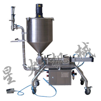 攪拌式濃醬電動灌裝機(jī)，半自動辣椒醬灌裝機(jī)